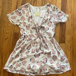 Leopard-like Pattern Romper with Tie Front